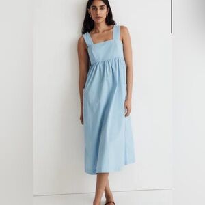 Madewell Cutout Back Empire Midi Dress Medium Tropical Sky